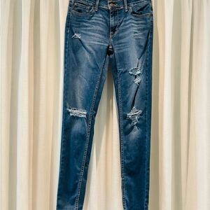 Distressed Blue Jeans